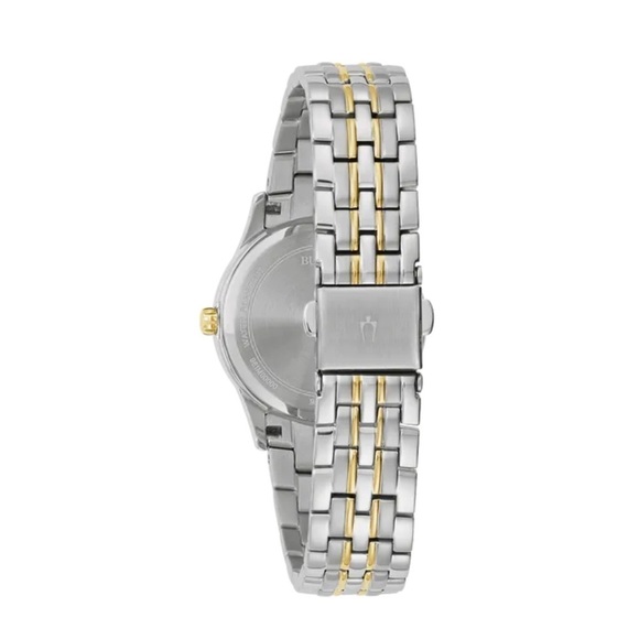 Bulova Two-tone Stainless 3-Diamond Black Date Dial Bracelet Watch - Picture 2 of 11